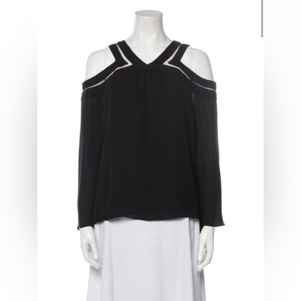 Ramy Brook Silk Black Open Shoulder Top Sz. S